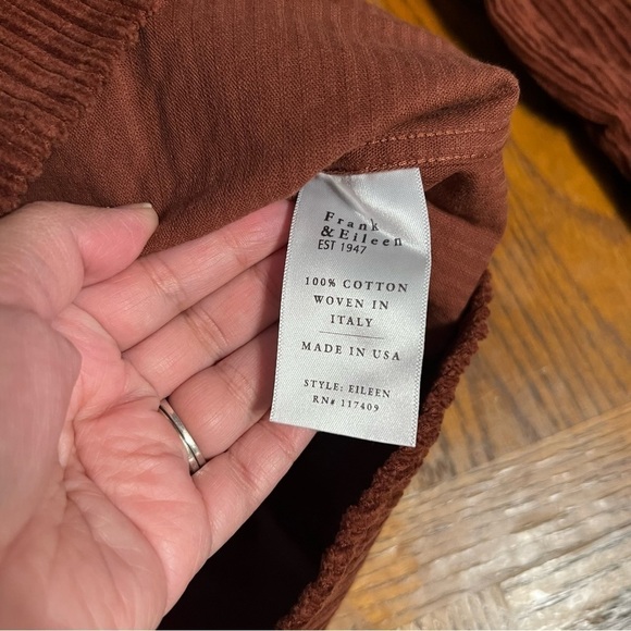 NEW Frank & Eileen Brown Corduroy Button Down Top XS Soft Relaxed Fit Layering - Picture 9 of 13